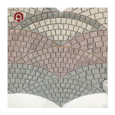 Hot selling mix color granite fan shaped paving stone