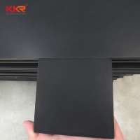 Office Building Custom Pure Black Reception Desk Modified Acrylic Solid Surface Slab