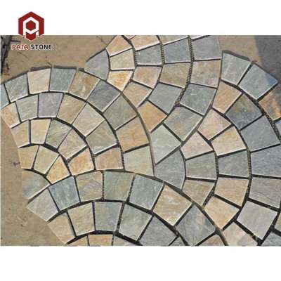 Slate Cheap Stone for Fanshape Mesh paving  for car parking driveway stone with Good Price