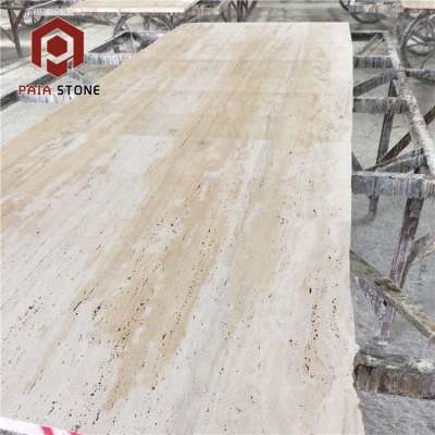 China polished white travertine marble slab price for exterior wall cladding