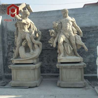 Outdoor and indoor fourseason white marble and red marble mix stone statue